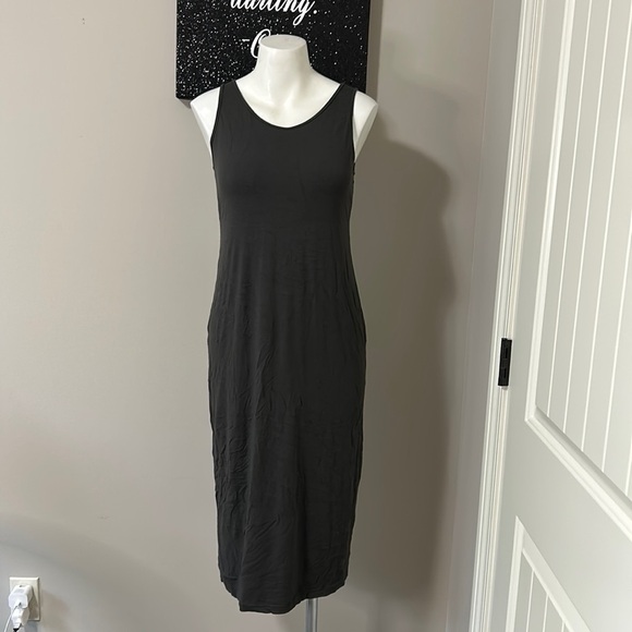 EILEEN FISHER Viscose Jersey Tank Dress Dark Gray Slim Fit Sleeveless Sz XS - Picture 1 of 9